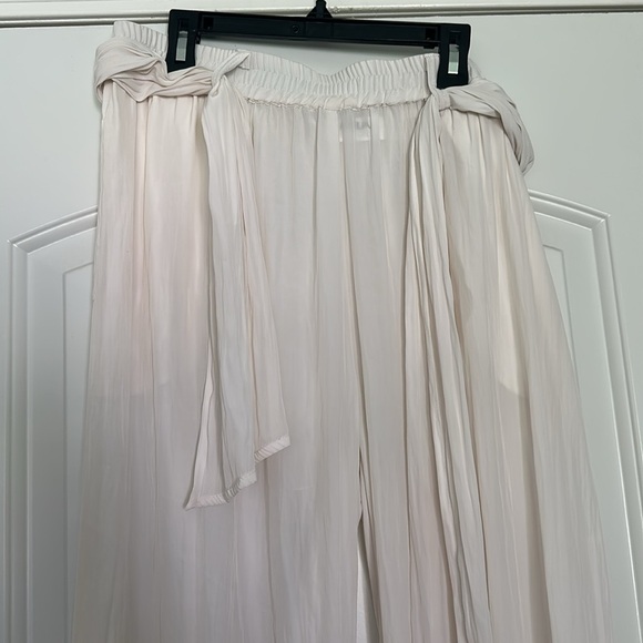 Mela Purdie White Soft Vent Palazzo Pants with Tie Pockets Sz S - Picture 2 of 5